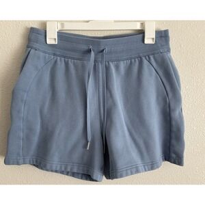 Lululemon Women's Size 10 Blue Cotton Blend Fleece Drawstring Sweat Shorts